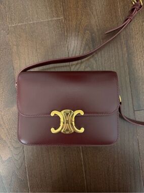 Crossbody Bag in Bordeaux with Gold Hardware